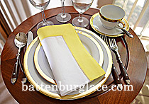 White Hemstitch Diner Napkin wtih Aurora Yellow Colored Trim